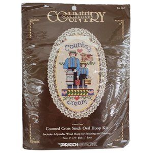 Paragon Needlecraft Country Cream Counted Cross Stitch Kit Hobby 2147 Wood Hoop